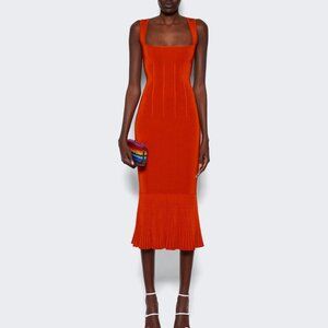 Galvan Dark orange High Shine Atalanta Dress